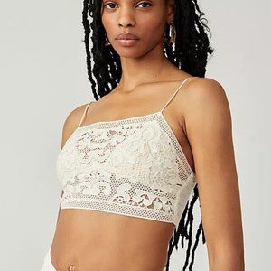 Free People Fp One Lyra Bralette Crochet Embroidered White Top XS